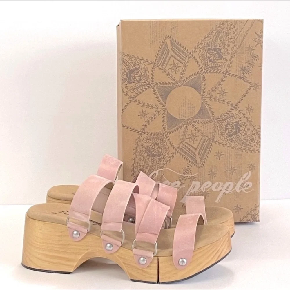 New Free People Virgo Switchback Sandals Platform Wood Clog - Picture 2 of 7